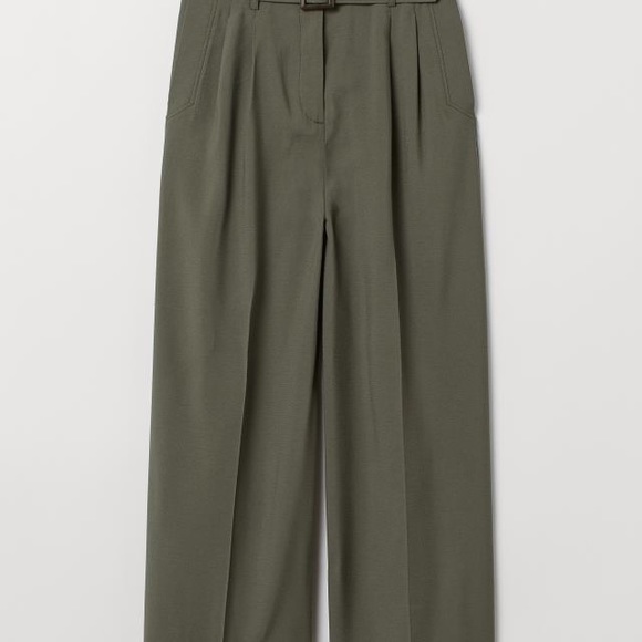 Army Green Belted Trousers w/pockets - Picture 2 of 12